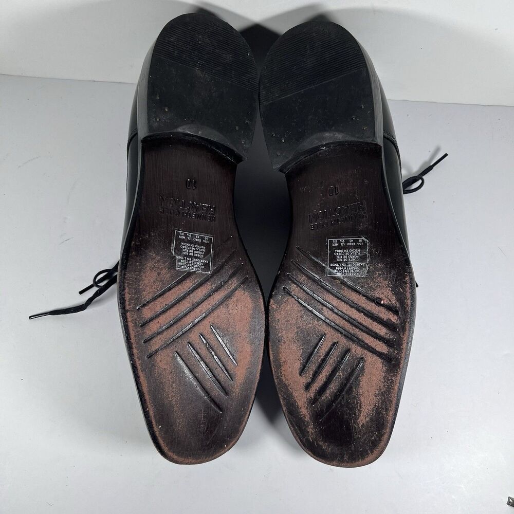 Kenneth Cole Reaction Black Leather Square Toe Moc Toe Derby Shoes Men's Size 10 - Picture 7 of 8